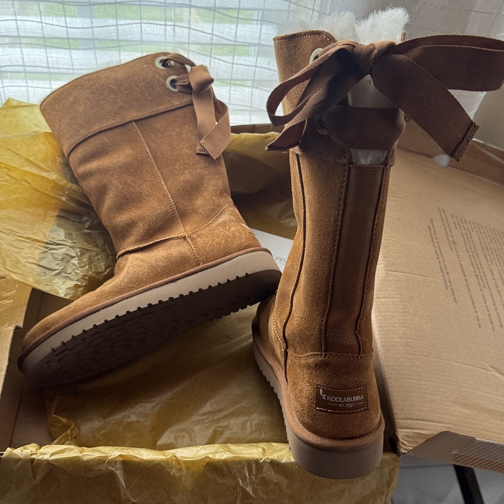 Koolaburra Chestnut Suede Mid-Calf Winter Boot - Picture 6 of 7